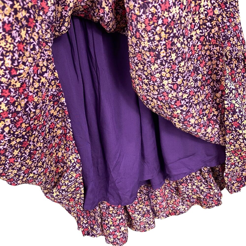 Sundance Floral Crepe Flutter Sleeves V Neck Dress Medium - Picture 6 of 8